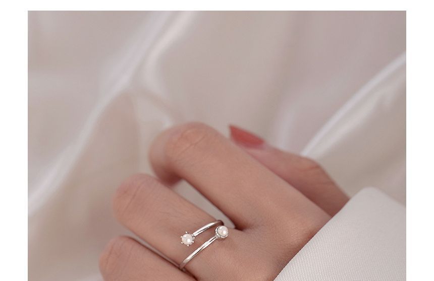 Faux Pearl Sterling Silver Open Ring