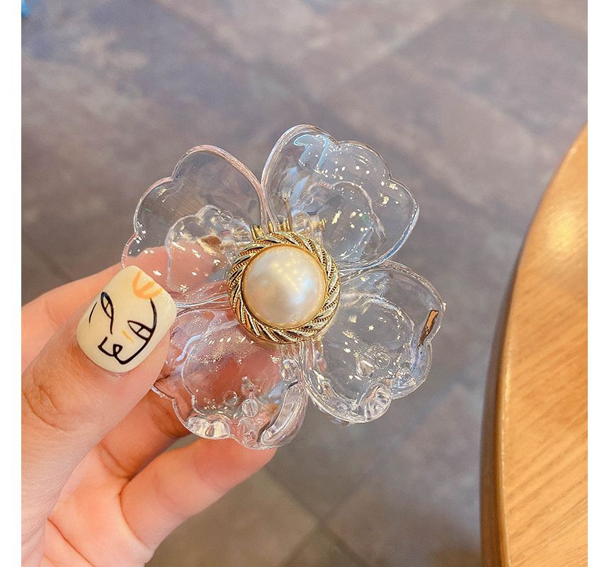 Faux Pearl Floral Hair Claw