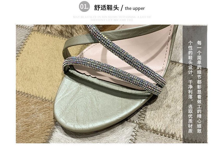 Stiletto-Heel Sandals Slide Rhinestone