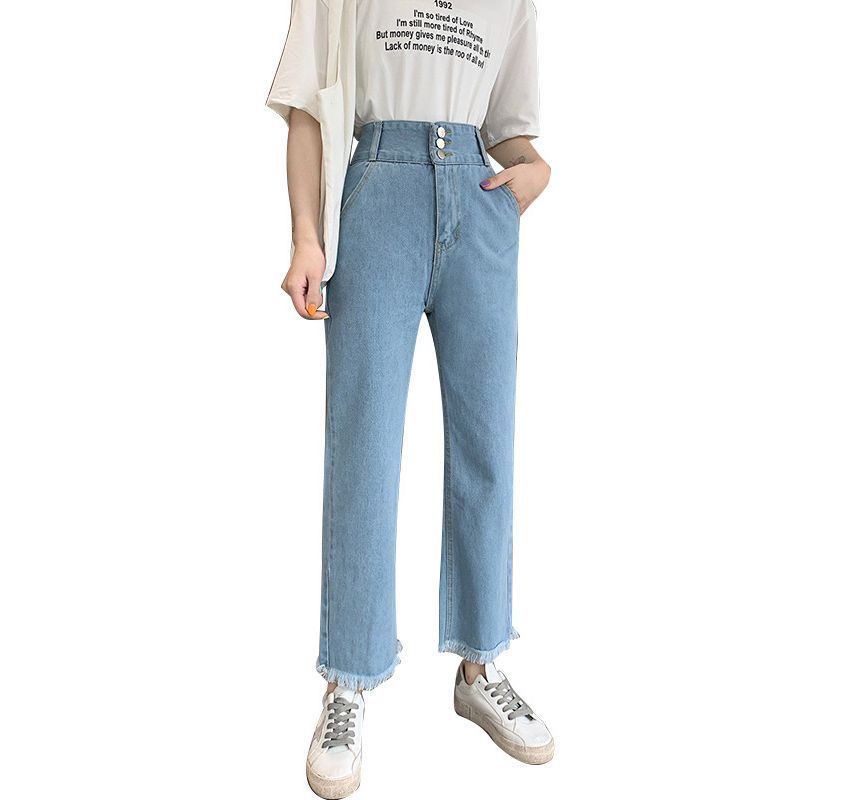 Jeans High Loose Fit Waist Cropped