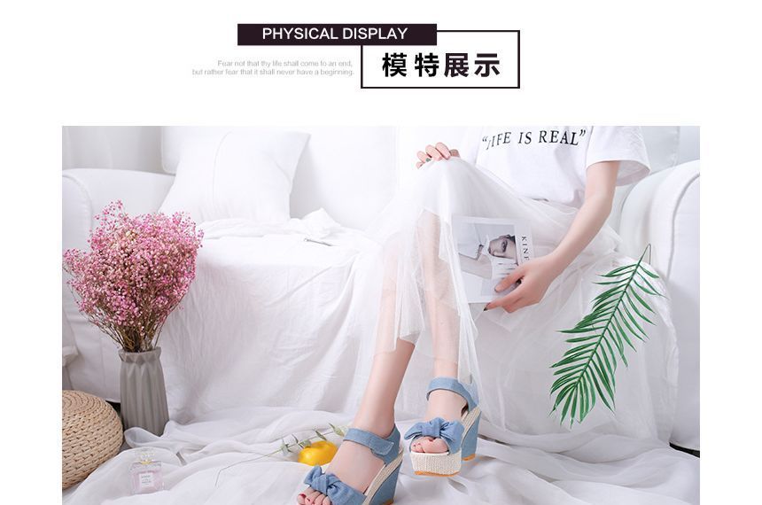 Denim Sandals Wedge-Heel Platform