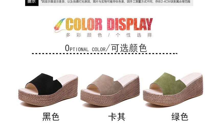 Wedge-Heel Slide Platform Sandals