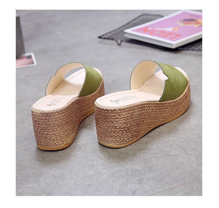 Wedge-Heel Slide Platform Sandals