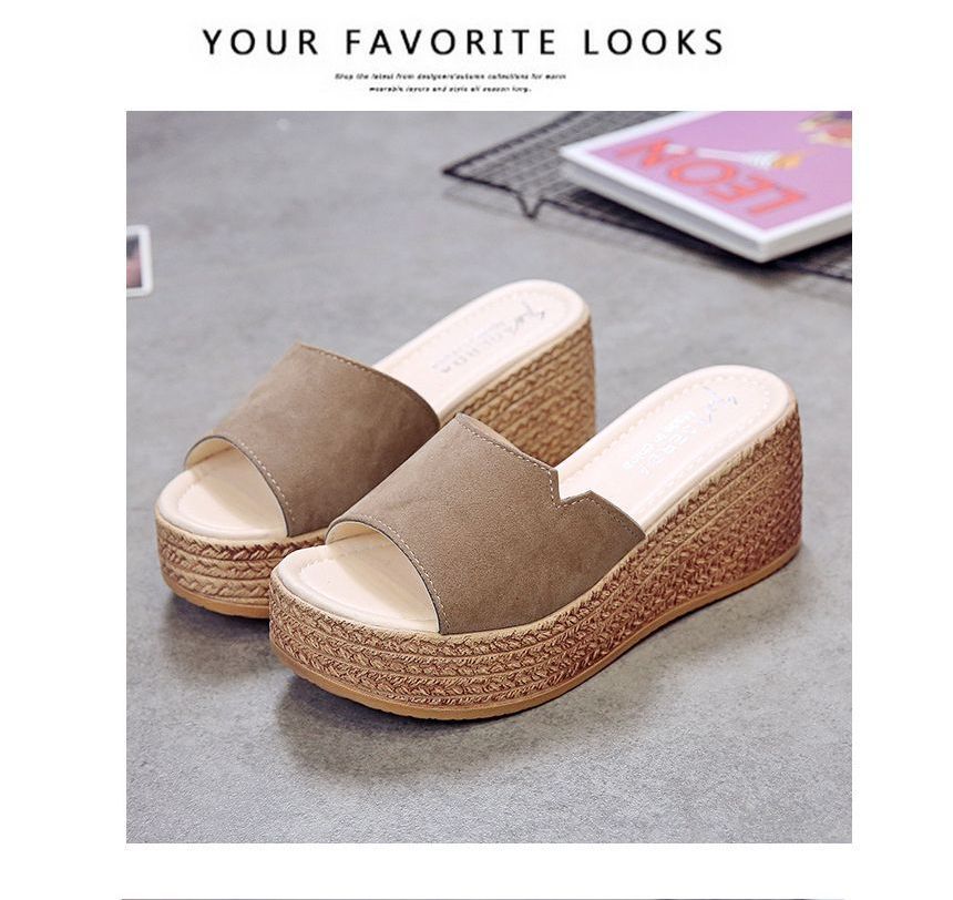 Wedge-Heel Slide Platform Sandals