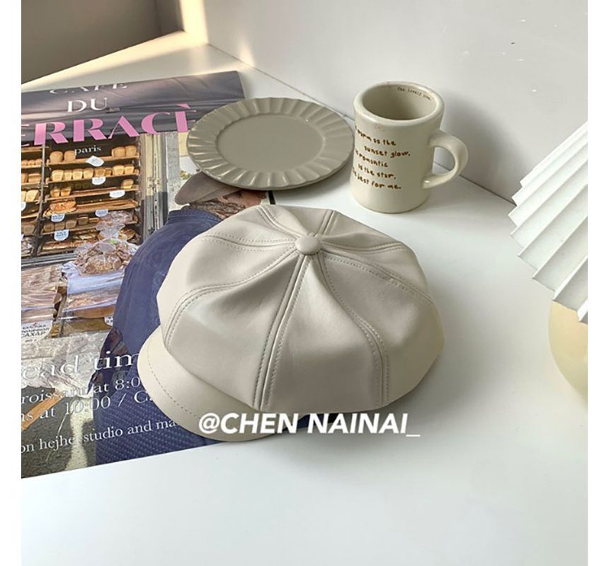 Leather Newsboy Faux Cap