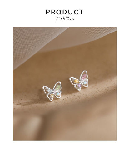 Butterfly Rhinestone Sterling Silver Earring