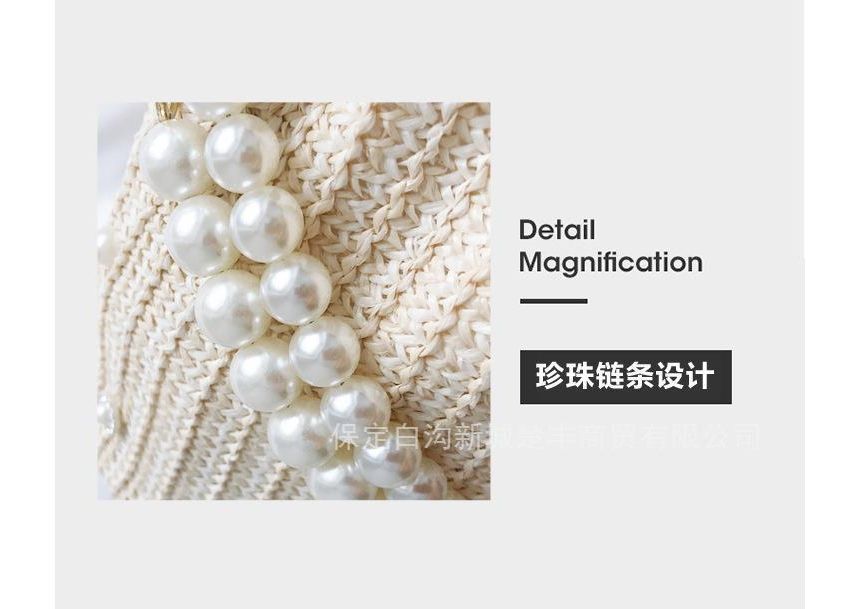 Woven Bucket Bag Pearl Faux Strap