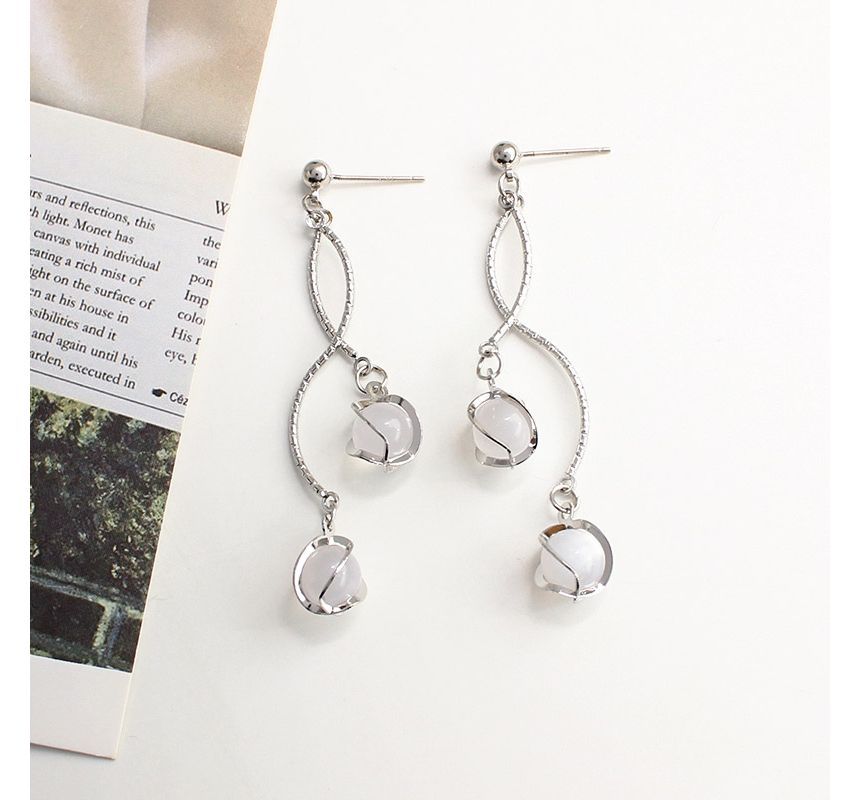 Cat Alloy Eye Stone Faux Earring Fringed