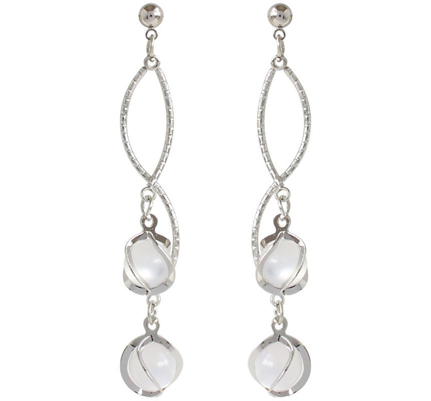 Cat Alloy Eye Stone Faux Earring Fringed