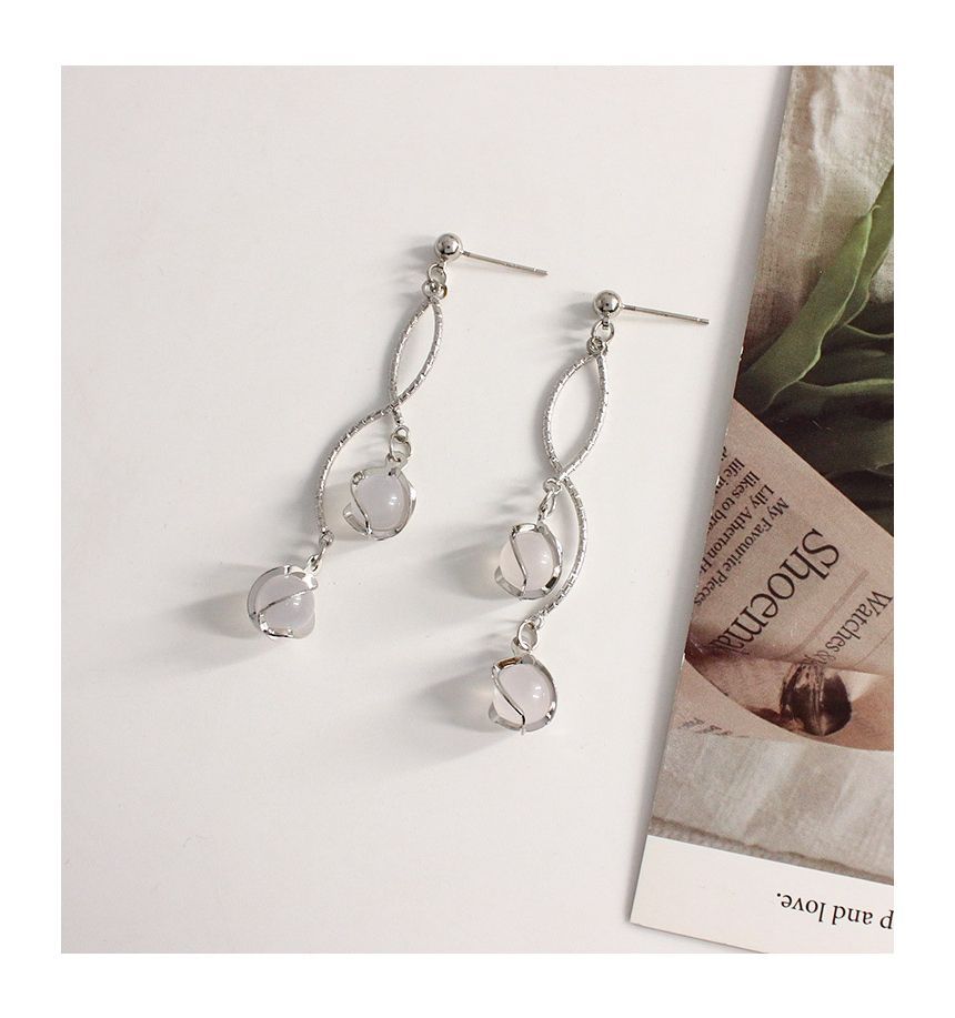 Cat Alloy Eye Stone Faux Earring Fringed