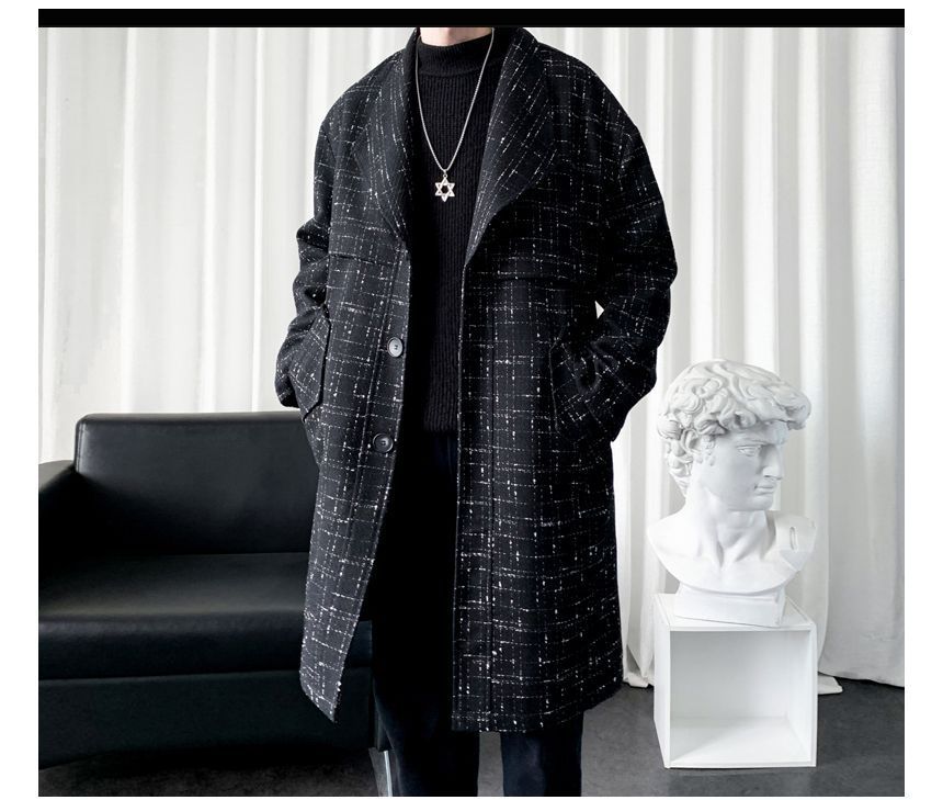 Tweed Button-Up Long Coat