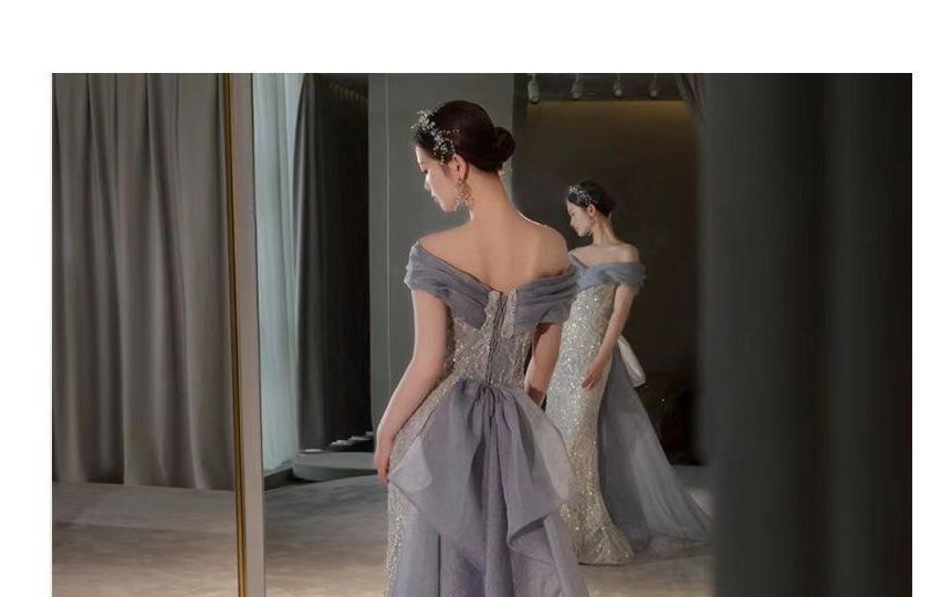 Paneled Lace Gown Evening Off-Shoulder Mermaid