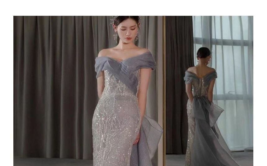 Paneled Lace Gown Evening Off-Shoulder Mermaid