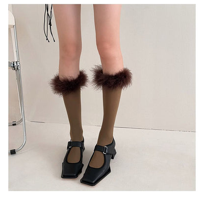 Feather Accent Tall Socks