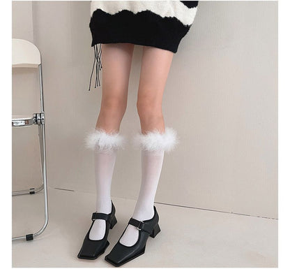 Feather Accent Tall Socks