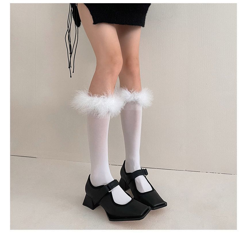 Feather Accent Tall Socks