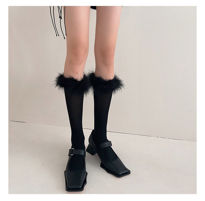 Feather Accent Tall Socks