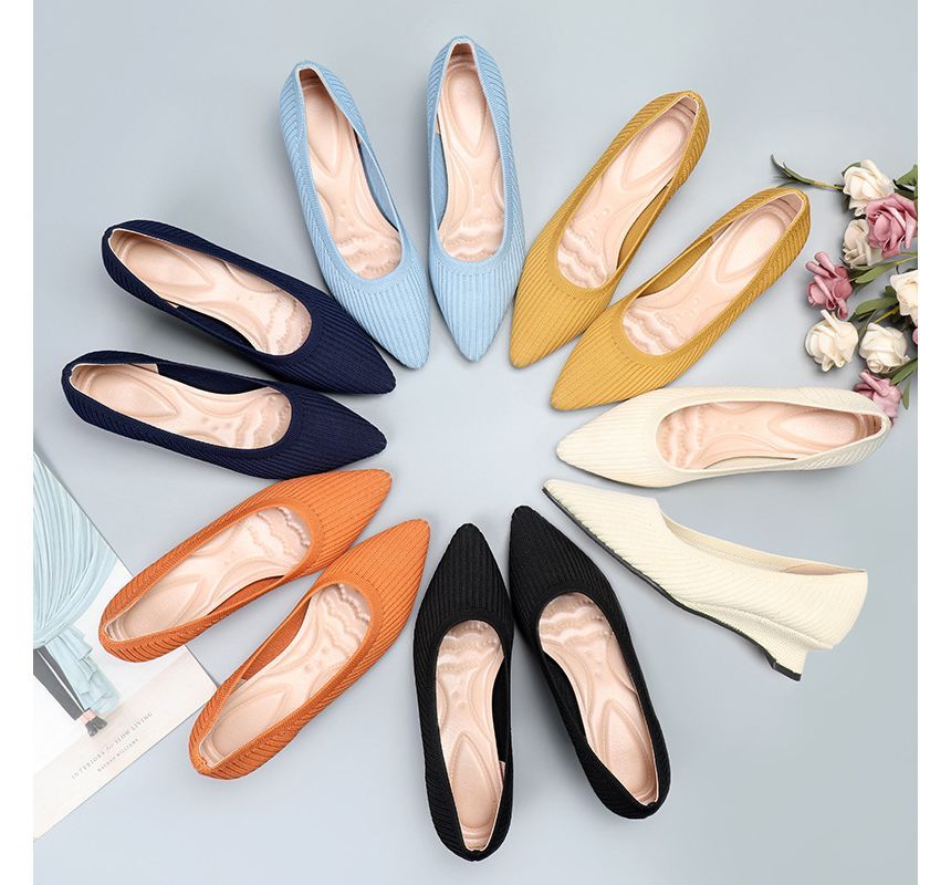 Knit Wedge Pumps Pointy-Toe Heel