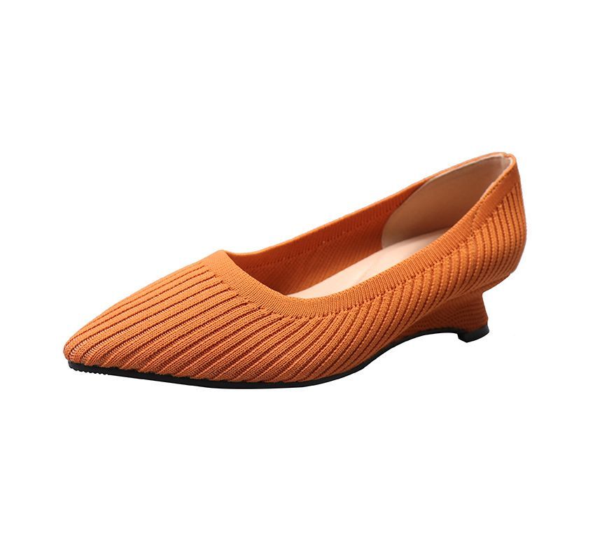Knit Wedge Pumps Pointy-Toe Heel