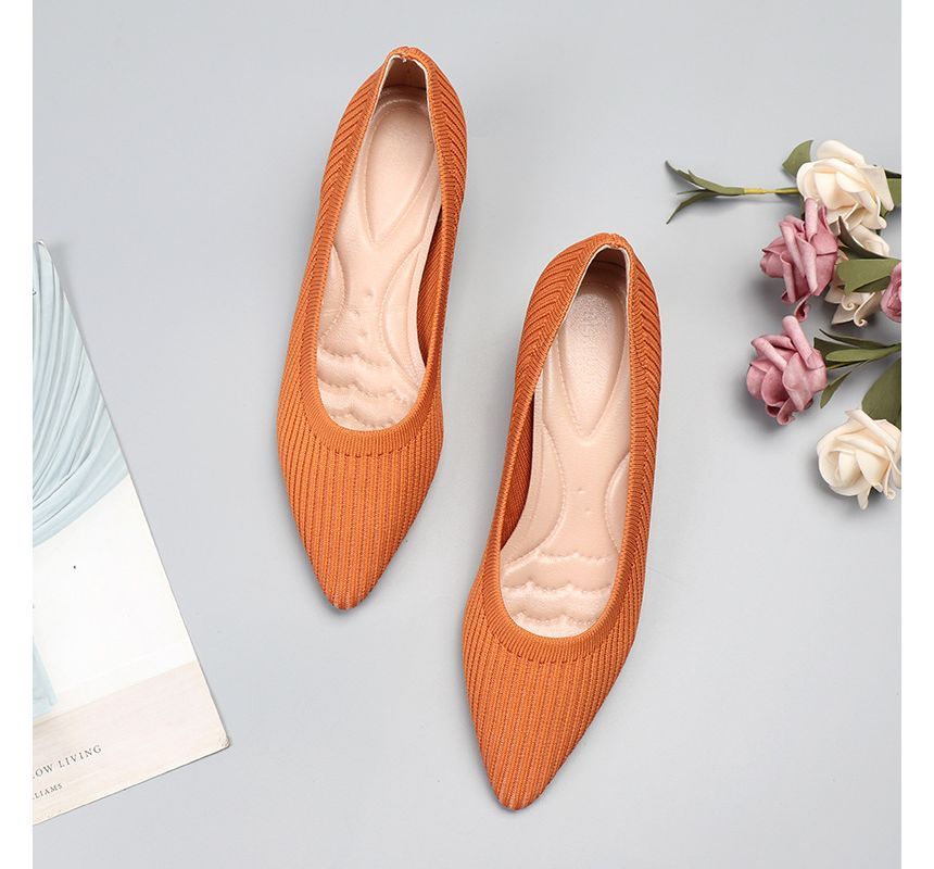 Knit Wedge Pumps Pointy-Toe Heel