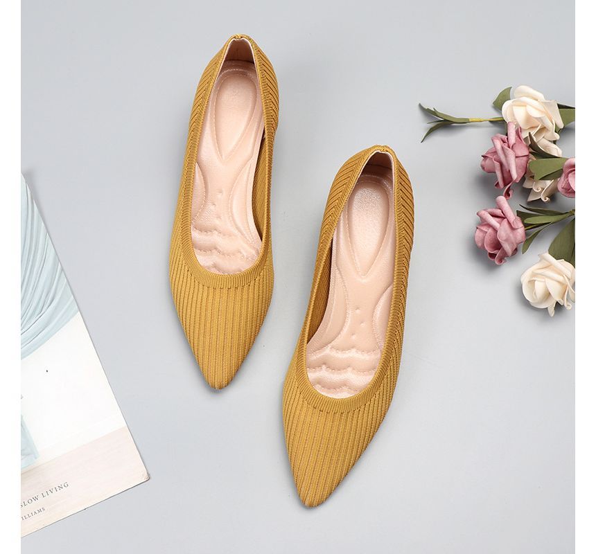 Knit Wedge Pumps Pointy-Toe Heel