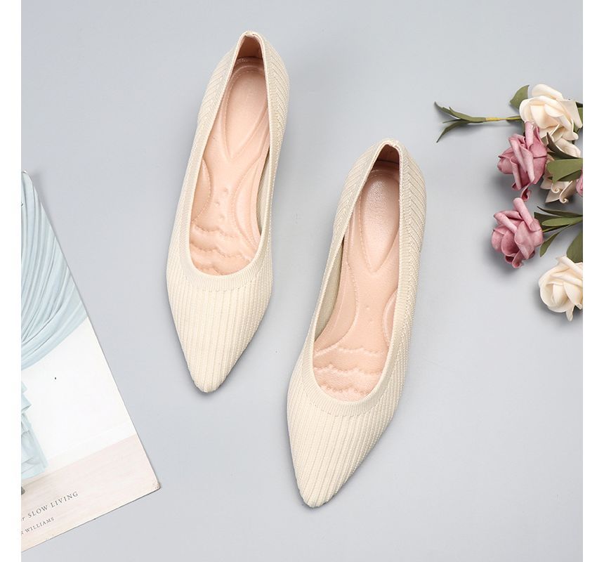 Knit Wedge Pumps Pointy-Toe Heel
