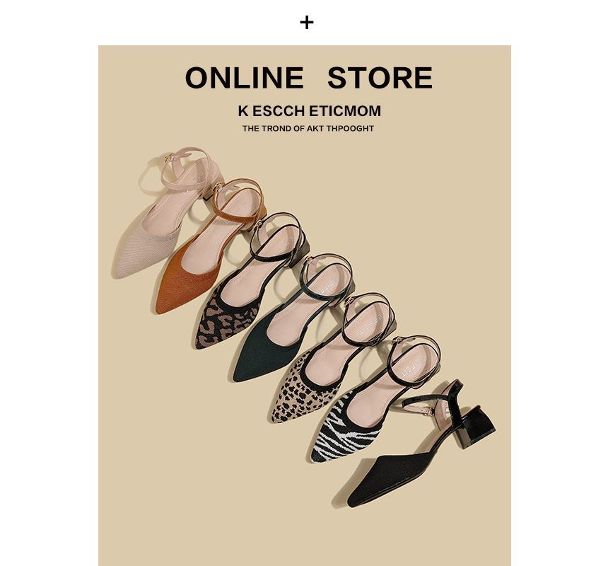 Sandals Pointy-Toe Strap Heel Ankle Chunky