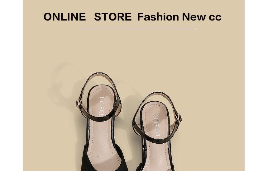 Sandals Pointy-Toe Strap Heel Ankle Chunky