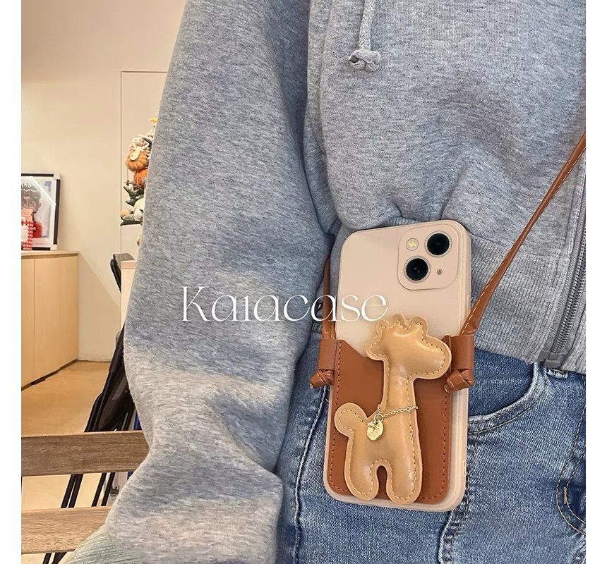 Phone Crossbody Giraffe Faux Pearl Strap Case