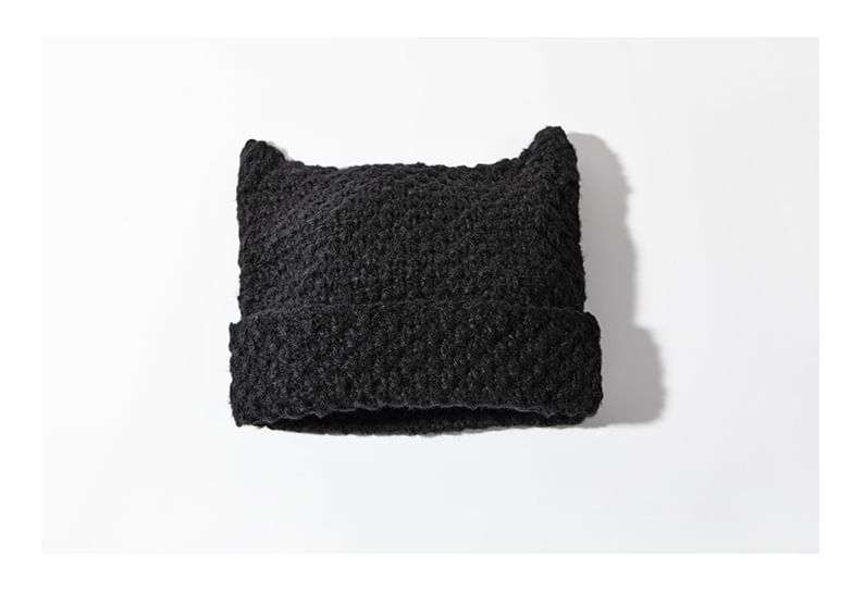 Striped Knit Beanie Cat Ear