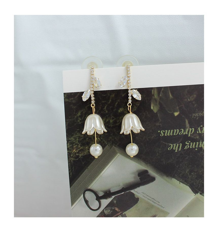 Tulip Earring Dangle Alloy Rhinestone