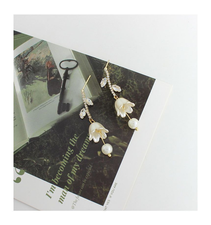 Tulip Earring Dangle Alloy Rhinestone