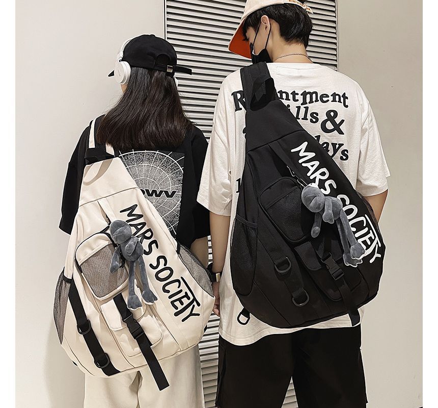 Lettering Nylon Sling Bag