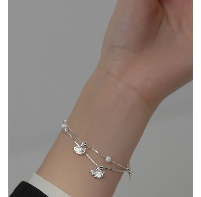 Leaf Layered Sterling Silver Bracelet