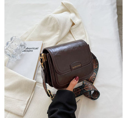 Lettering Print Faux Leather Shoulder Bag