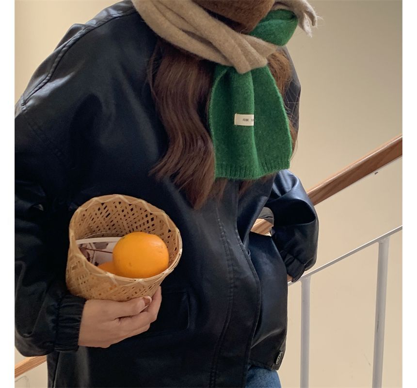 Applique Lettering Block Knit Scarf Color