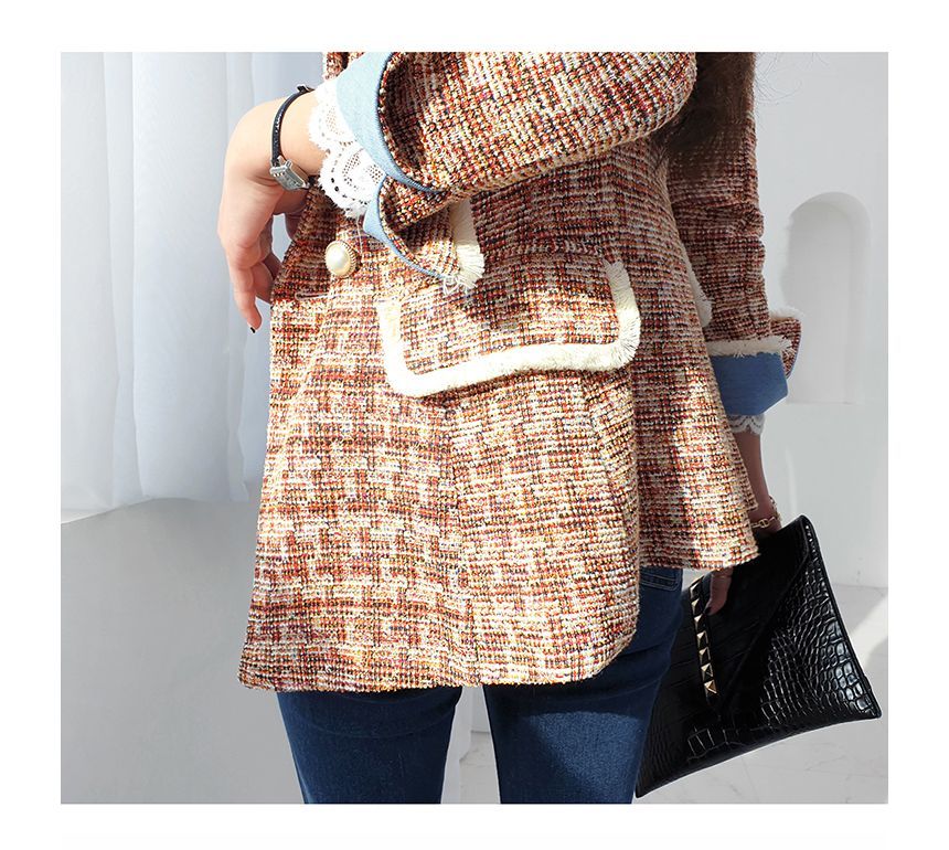 Double Breasted Tweed Slim-Fit Blazer