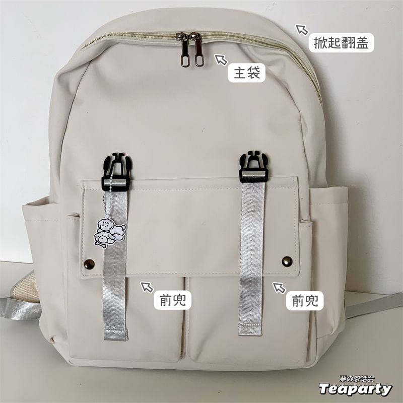 Flap Lettering Embroidered Waterproof Backpack