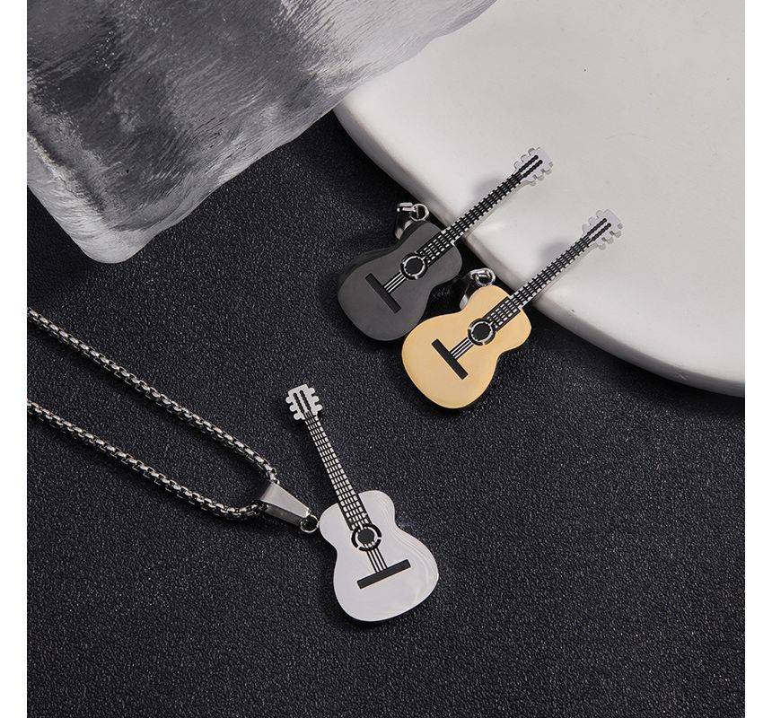 Guitar Pendant Stainless Steel Necklace