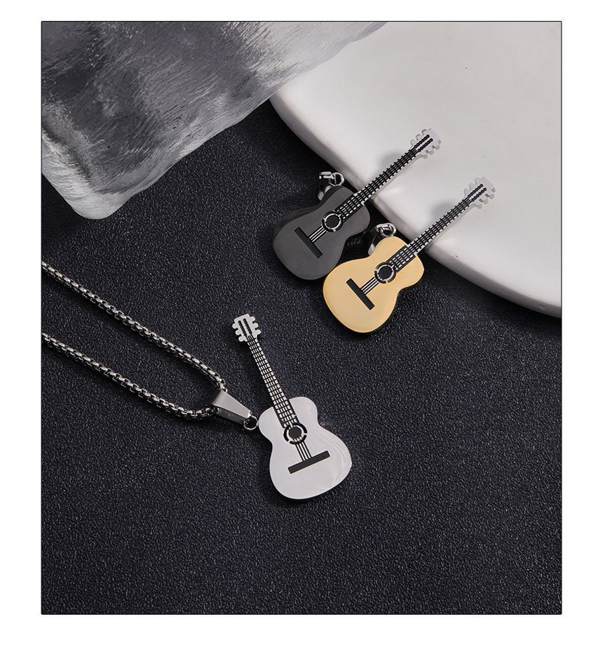 Guitar Pendant Stainless Steel Necklace