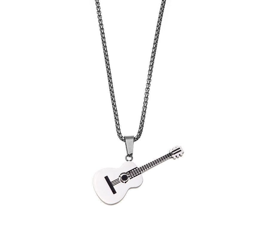 Guitar Pendant Stainless Steel Necklace