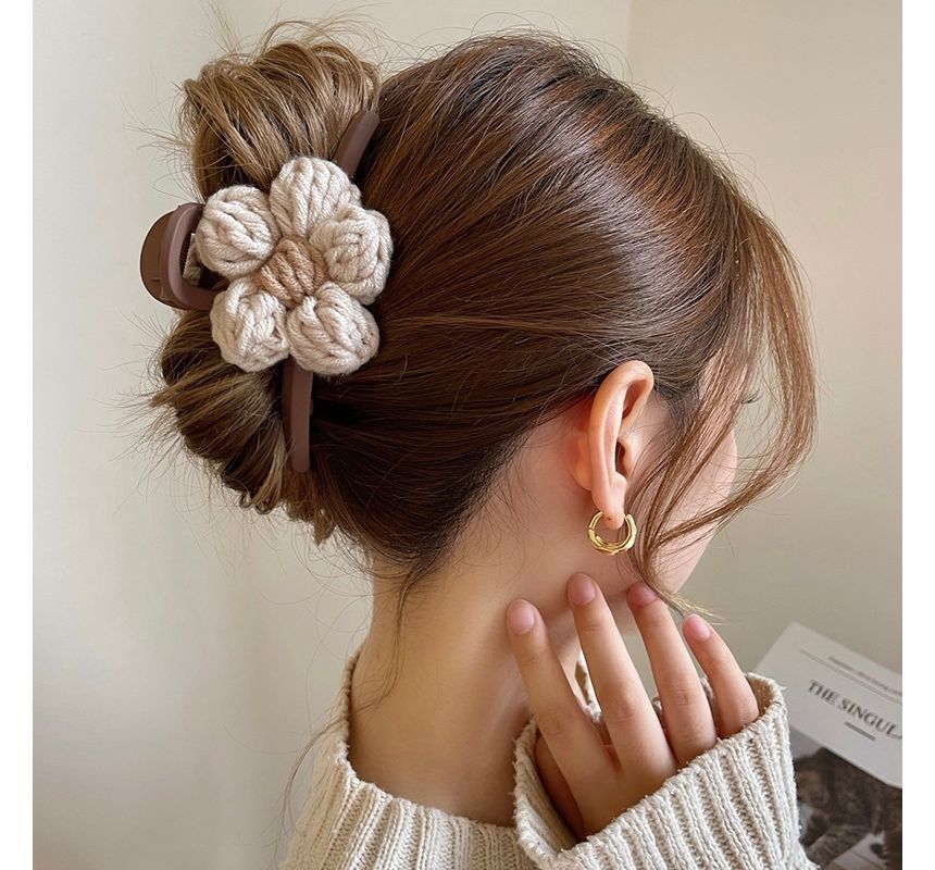 Chenille Flower Accent Hair Clamp