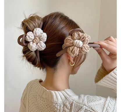 Chenille Flower Accent Hair Clamp