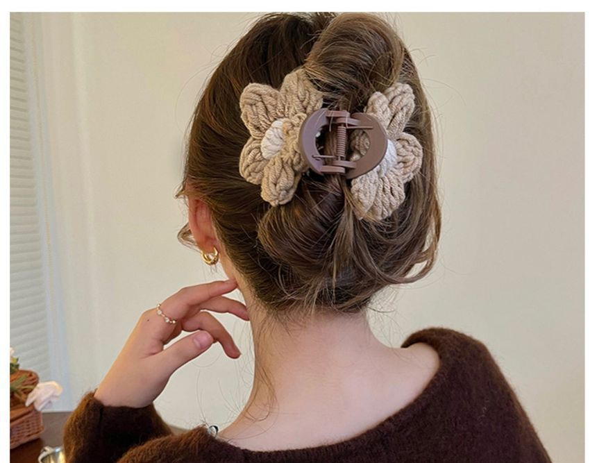 Chenille Flower Accent Hair Clamp