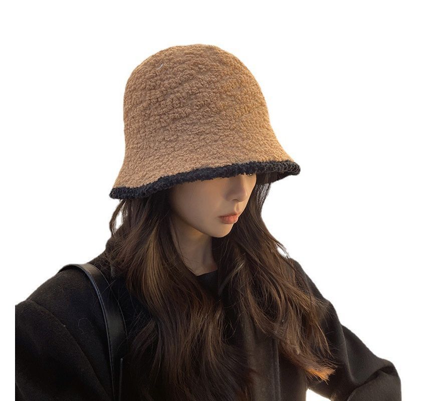 Shearling Contrast Hat Faux Trim Bucket