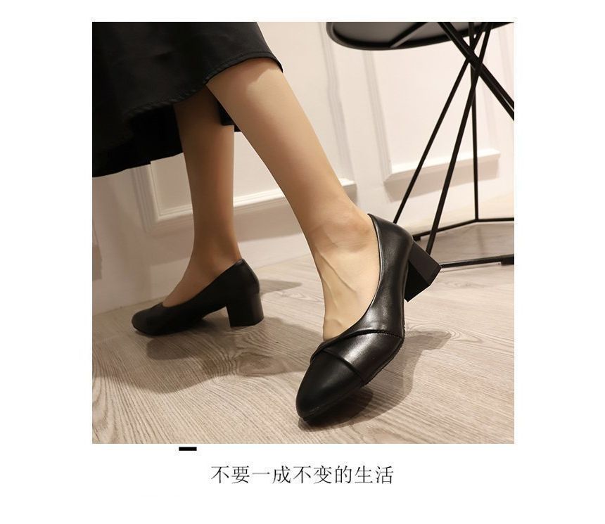 Heel Pumps Faux Leather Chunky