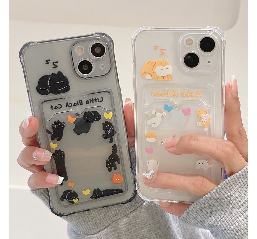Print Cat Case Holder Card Phone