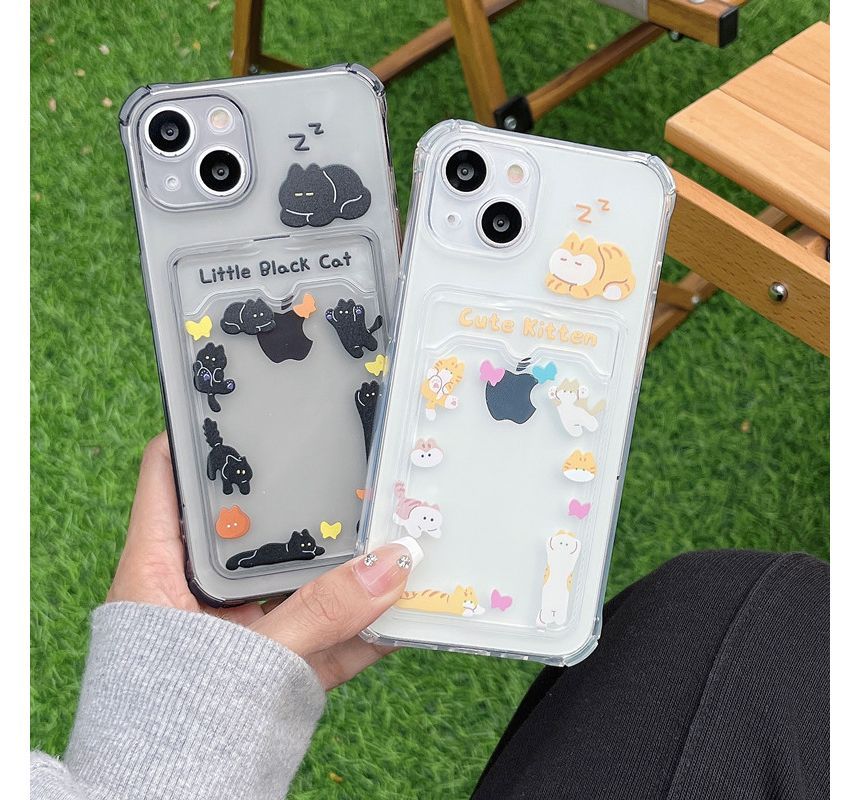 Print Cat Case Holder Card Phone