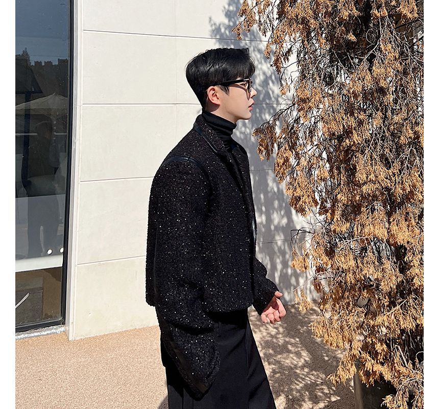 Long-Sleeve Tweed Cropped Jacket