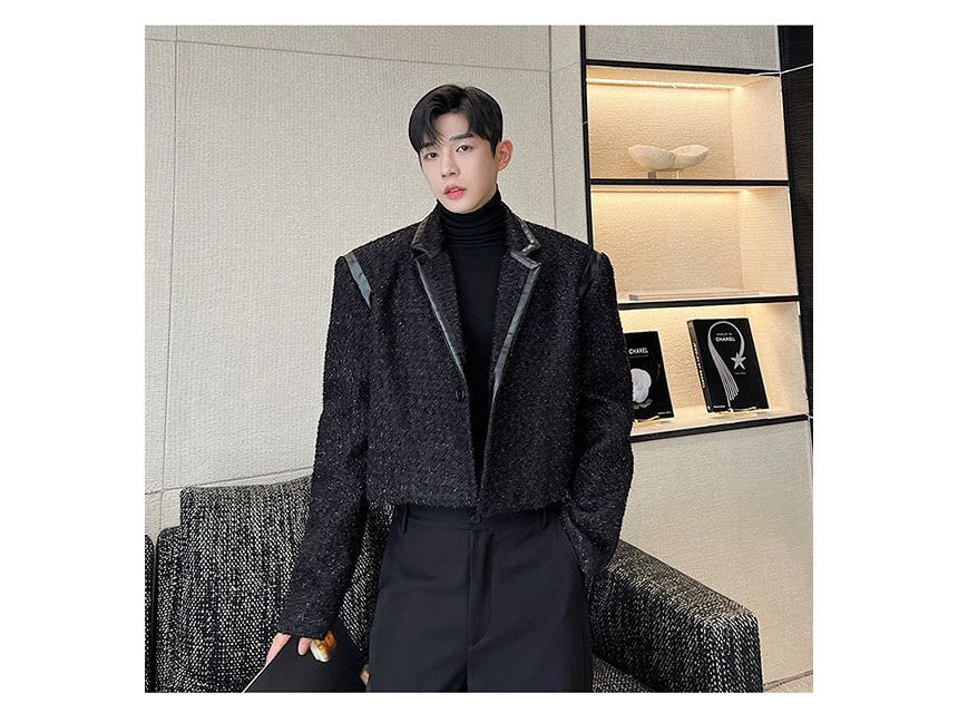 Long-Sleeve Tweed Cropped Jacket